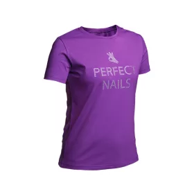 Tricou cu logo ștrasuri Perfect Nails - Mov M