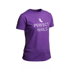 Tricou cu logo metalic Perfect Nails - Mov L
